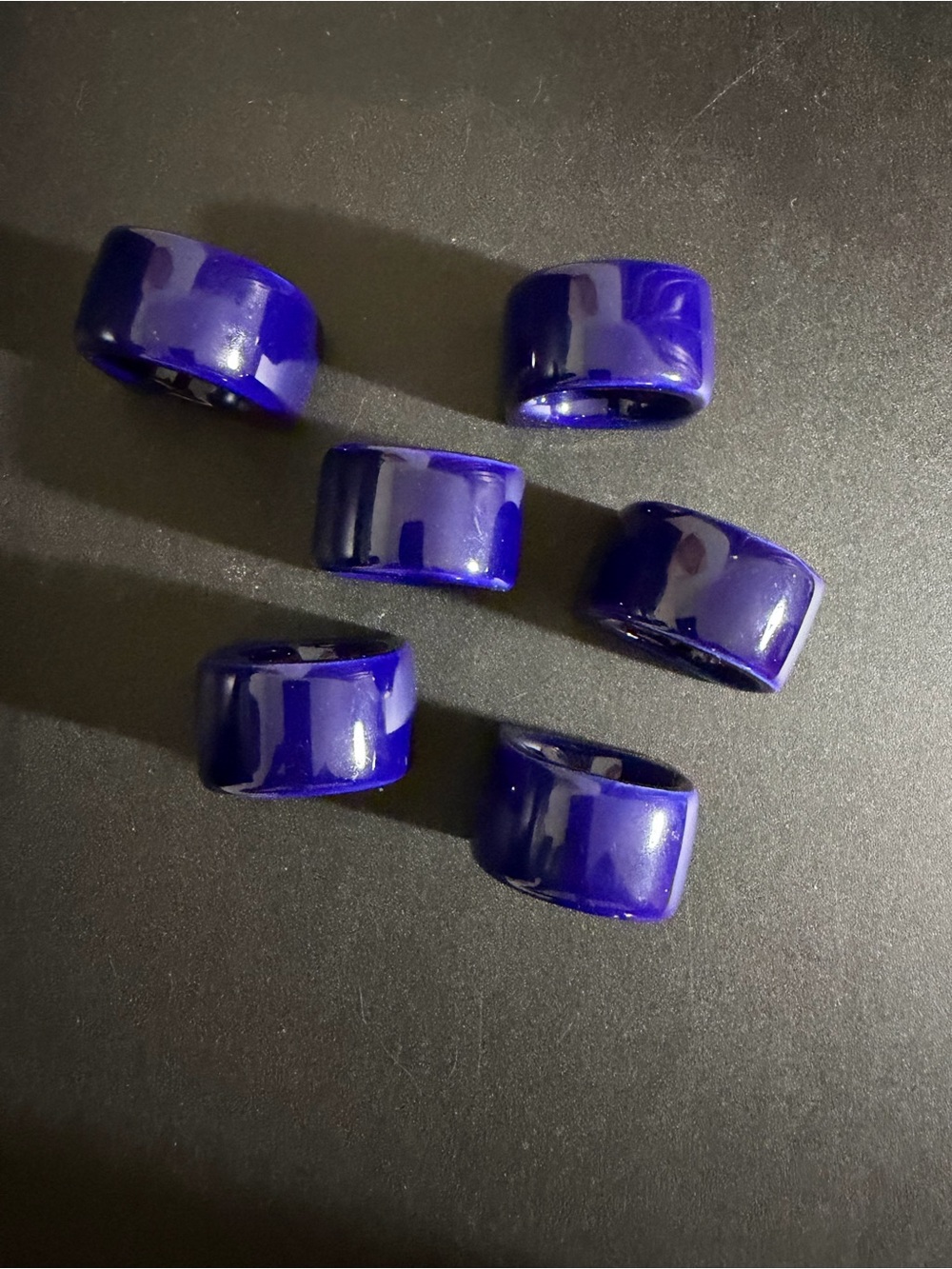 Set of 6 pier 1 imports Chunky Cobalt Blue napkins Rings